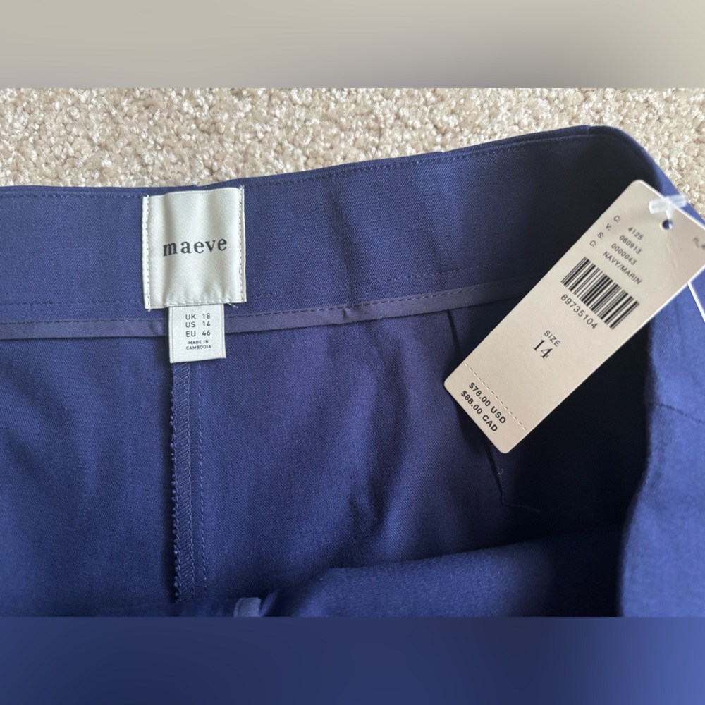 NWT Anthropologie Maeve Zipper Front Navy Shorts, Size 14 - Picture 7 of 7